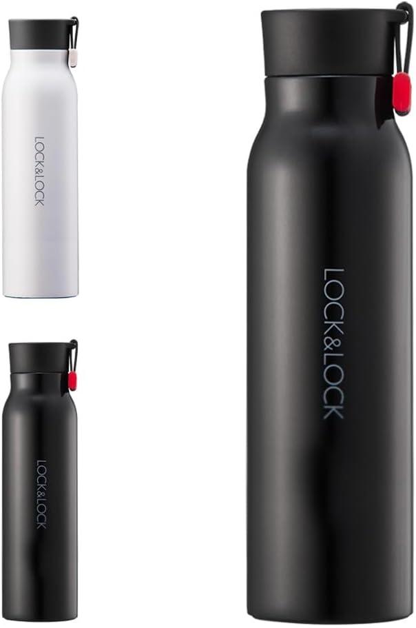 image:imageLocknLock Name Tumbler White 12oz BPAFree Double Wall Stainless Steel Vacuum Insulated Tumbler with LeakProof Lid and Handle Thermal Travel Water BottleBlack
