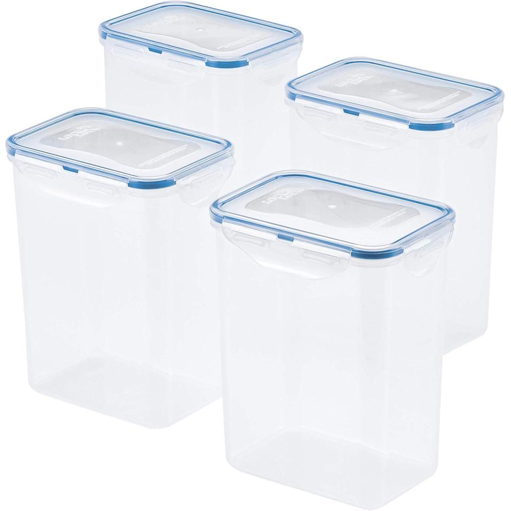 image:imageLOCK amp LOCK Easy Essentials Food Storage Bin Set for Pasta Flour SugarAirtight Container LidsBPAFreeDishwasher Safe 8 Piece Clear4 Piece Set