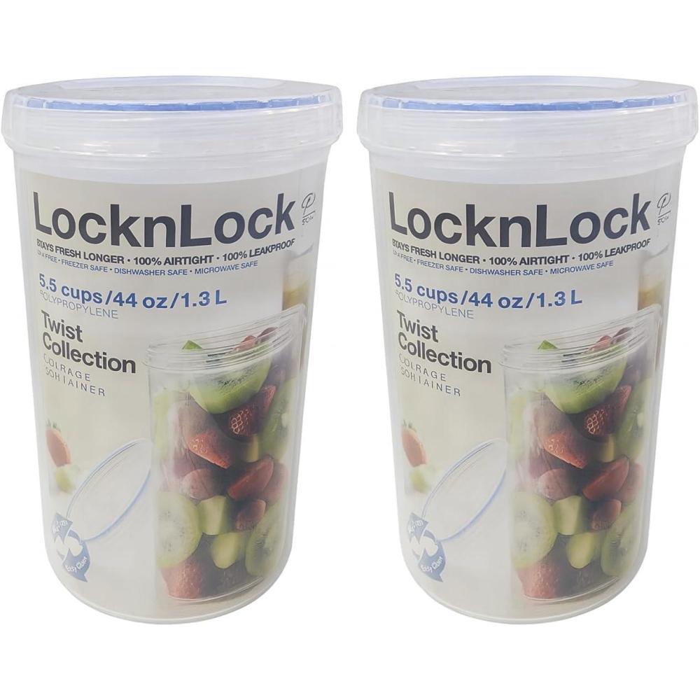 image:imageLOCK amp LOCK Easy Essentials Twist Food Storage lidsAirtight containers BPA Free Tall44 ozfor Pasta Clear44 Ounce Pack of 2