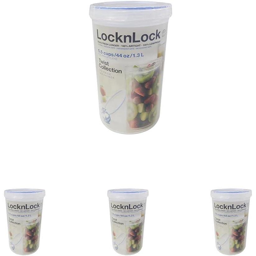 image:imageLOCK amp LOCK Easy Essentials Twist Food Storage lidsAirtight containers BPA Free Tall44 ozfor Pasta Clear44 Ounce Pack of 4