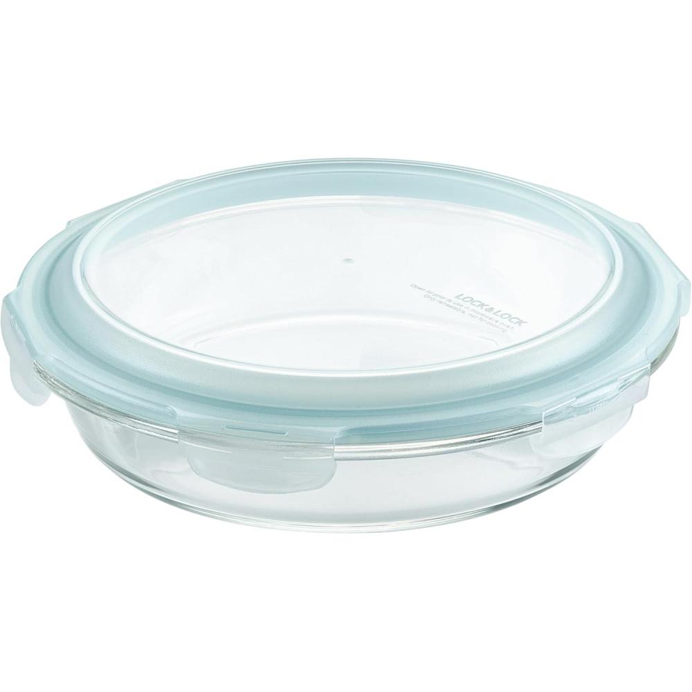 image:imageLOCK amp LOCK LocknLock Purely Better Glass Round Pie Baking DishFood Storage Container with Lid 95 Inch ClearPie Dish