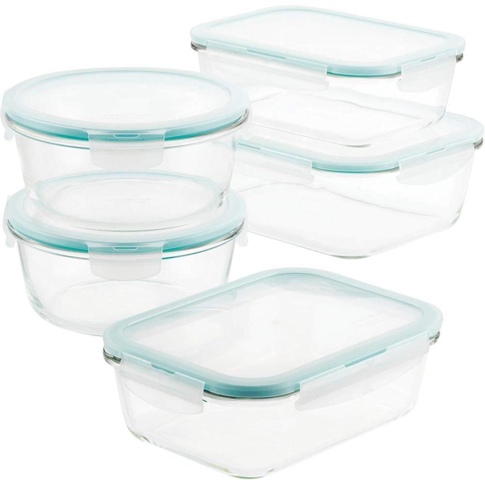 image:imageLOCK amp LOCK Purely Better Glass Food Storage Container Set 10 Piece Clear10 Piece