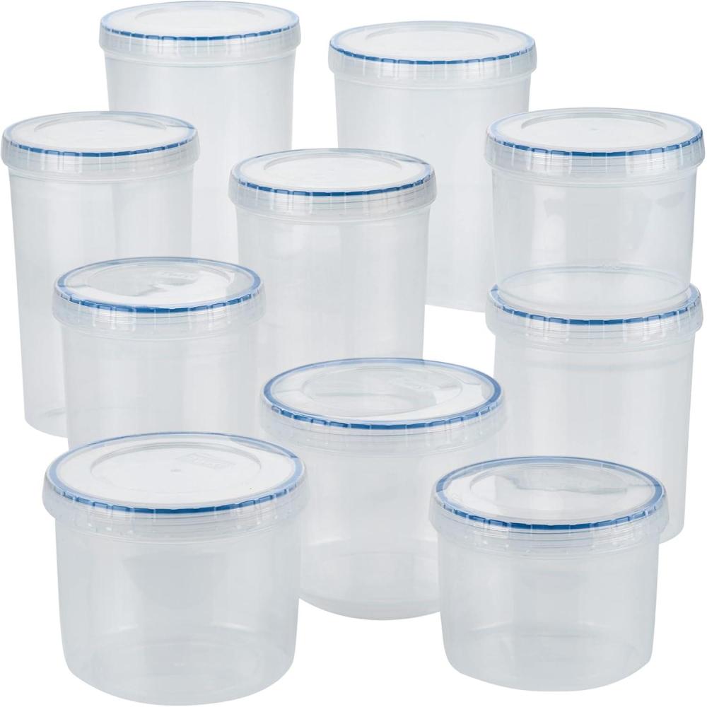 image:imageLock amp Lock Easy Essentials Food Storage Bin SetAirtight Container LidsBPAFreeDishwasher Safe 20 Piece Clear
