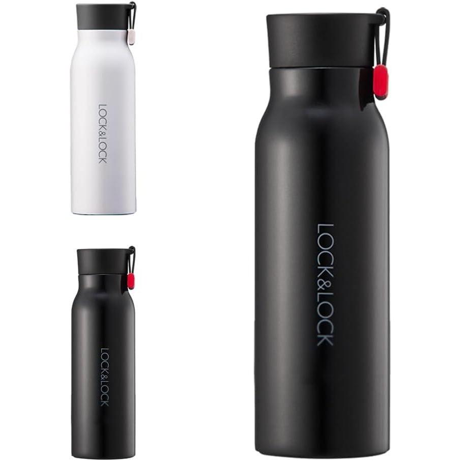 image:imageLocknLock Name Tumbler White 12oz BPAFree Double Wall Stainless Steel Vacuum Insulated Tumbler with LeakProof Lid and Handle Thermal Travel Water BottleBlack