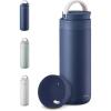 image:imageLocknLock Metro 2Way Tumbler Water Bottle DoubleWall Vacuum Insulated Stainless Steel with Lid and Hand Strap for Travel Hot and Cold Drinks Leakproof Portable 16oz MintNavy