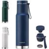 image:imageLocknLock Metro Edge Tumbler Water Bottle DoubleWall Vacuum Insulated Stainless Steel with Lid and Hand Strap for Travel Hot and Cold Drinks Leakproof Lightweight Portable 21oz Navy BlueBlue