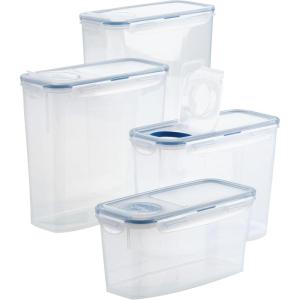 LOCK & LOCK Easy Essentials Food Storage Bin Set for Pasta, Flour, Sugar/Airtight Container Lids/BPA-Free/Dishwasher Safe, 8 Piece – Clear(4 Piece Set (Multi Size))