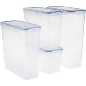 LOCK & LOCK Easy Essentials Food Storage Bin Set for Pasta, Flour, Sugar/Airtight Container Lids/BPA-Free/Dishwasher Safe, 8 Piece – Clear(8 Piece Set)