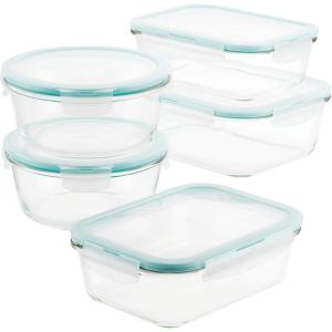LOCK & LOCK Purely Better Glass Food Storage Container Set, 10 Piece, Clear(10 Piece)