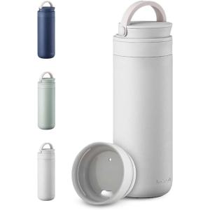 LocknLock Metro 2-Way Tumbler Water Bottle, Double-Wall Vacuum Insulated, Stainless Steel with Lid and Hand Strap for Travel, Hot and Cold Drinks, Leakproof, Portable, 16oz, Mint(White)