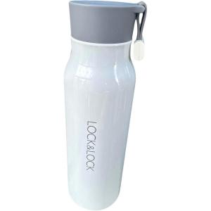 LocknLock Name Tumbler White 12oz, BPA-Free Double Wall Stainless Steel Vacuum Insulated Tumbler with Leak-Proof Lid and Handle, Thermal Travel Water Bottle(White)
