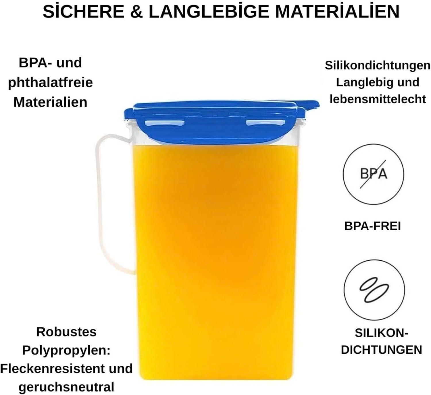 image:imageLocknLock Aqua Fridge Door Water Jug with Handle BPA Free Plastic Pitcher with Flip Top Lid Perfect for Making Teas and Juices 2 Quarts IvoryBlue