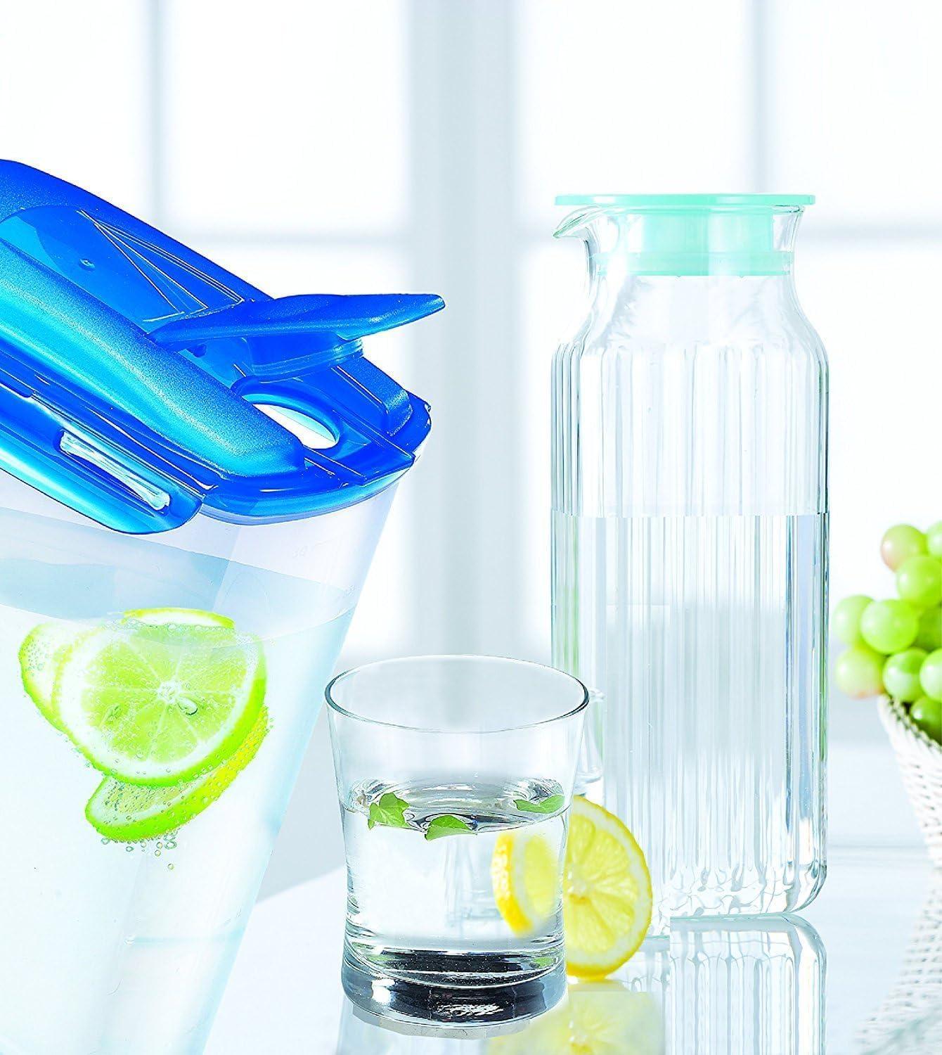 image:imageLocknLock Aqua Fridge Door Water Jug with Handle BPA Free Plastic Pitcher with Flip Top Lid Perfect for Making Teas and Juices 2 Quarts IvoryBlue