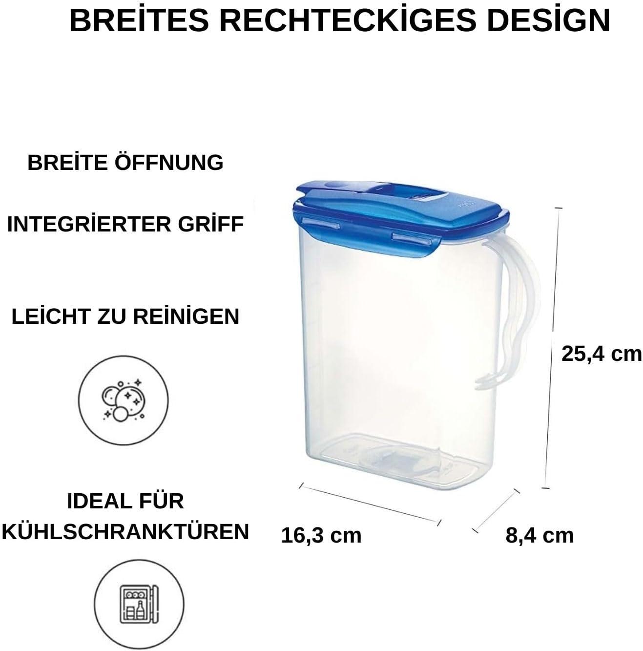 image:imageLocknLock Aqua Fridge Door Water Jug with Handle BPA Free Plastic Pitcher with Flip Top Lid Perfect for Making Teas and Juices 2 Quarts IvoryBlue