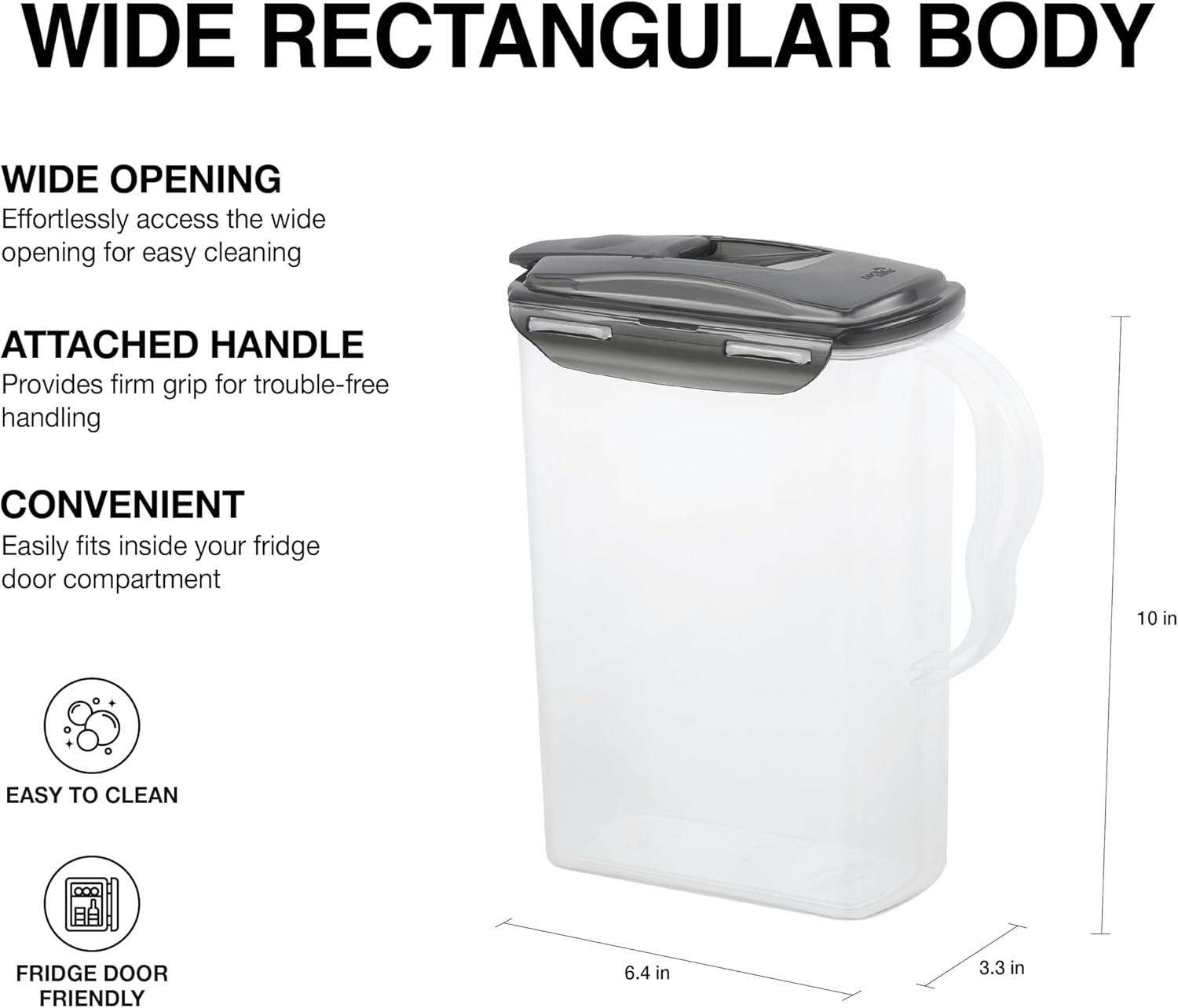 image:imageLocknLock Aqua Fridge Door Water Jug with Handle BPA Free Plastic Pitcher with Flip Top Lid Perfect for Making Teas and Juices 2 Quarts IvoryGray
