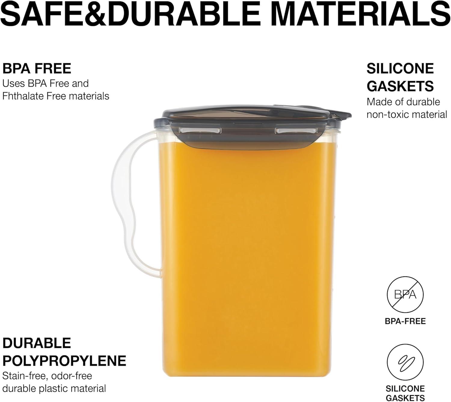 image:imageLocknLock Aqua Fridge Door Water Jug with Handle BPA Free Plastic Pitcher with Flip Top Lid Perfect for Making Teas and Juices 2 Quarts IvoryGray