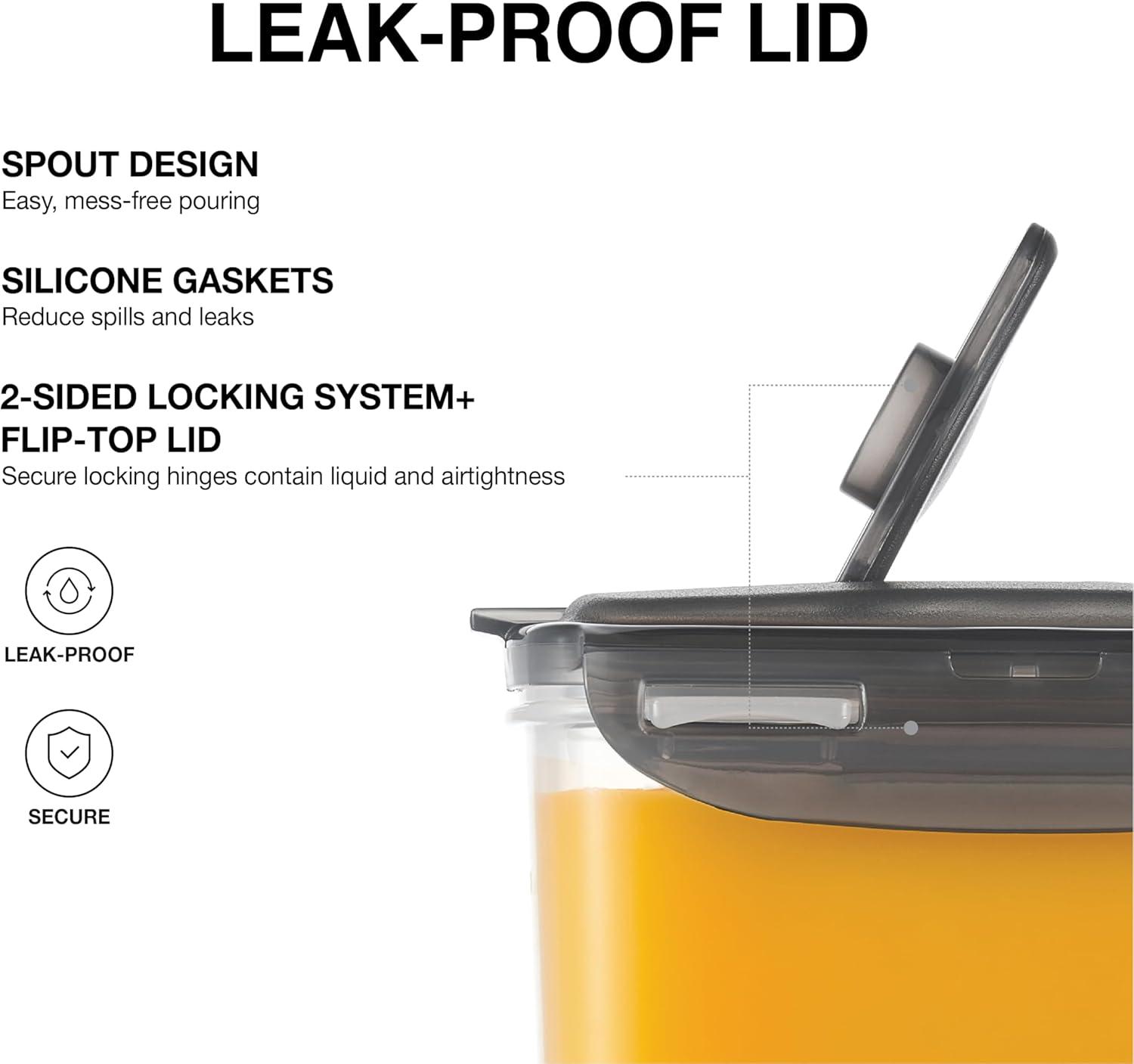 image:imageLocknLock Aqua Fridge Door Water Jug with Handle BPA Free Plastic Pitcher with Flip Top Lid Perfect for Making Teas and Juices 2 Quarts IvoryGray