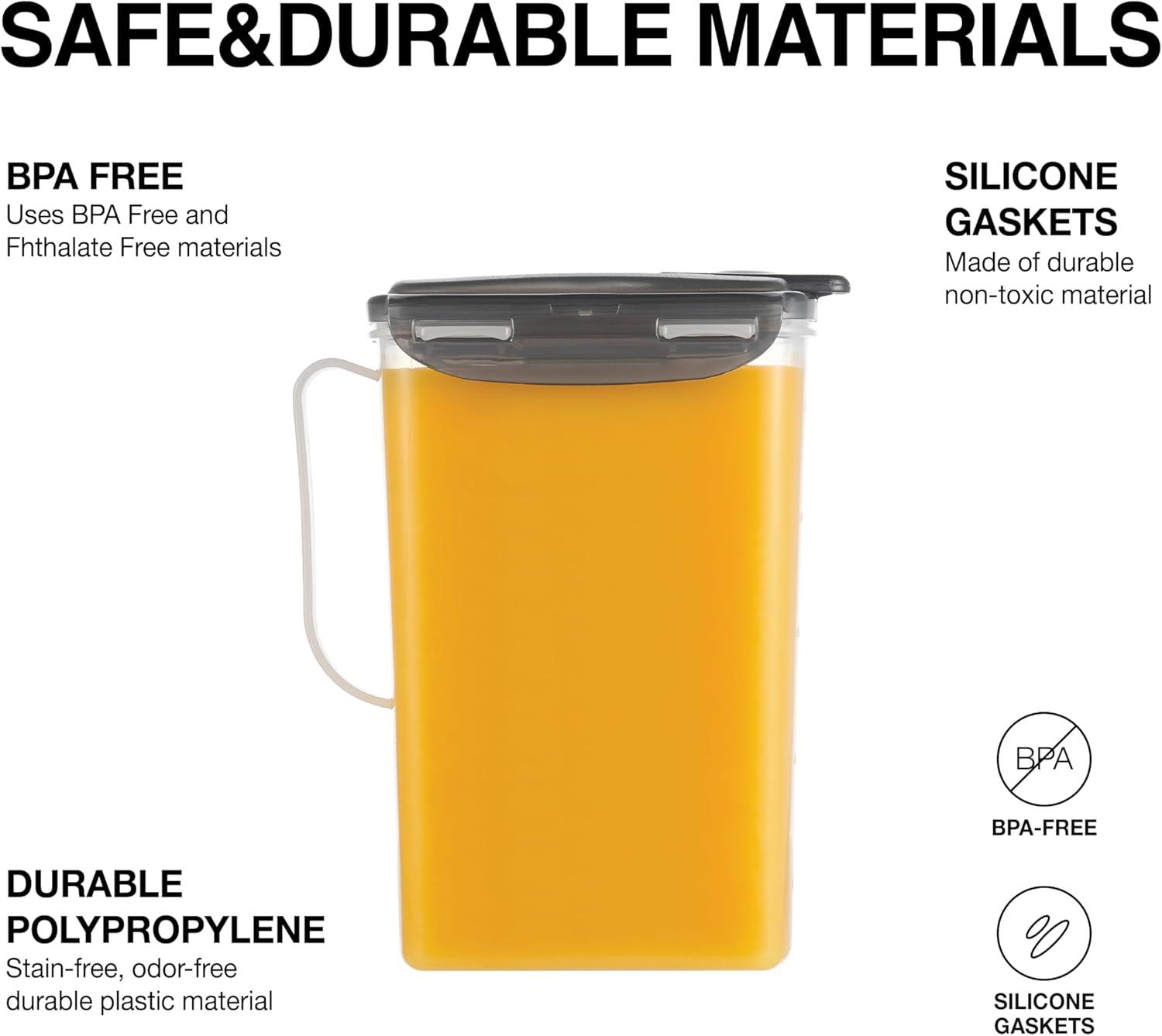 image:imageLocknLock Aqua Fridge Door Water Jug with Handle BPA Free Plastic Pitcher with Flip Top Lid Perfect for Making Teas and Juices 2 Quarts IvoryGray
