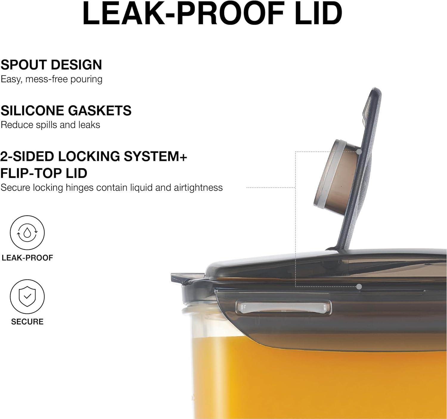 image:imageLocknLock Aqua Fridge Door Water Jug with Handle BPA Free Plastic Pitcher with Flip Top Lid Perfect for Making Teas and Juices 2 Quarts IvoryGray