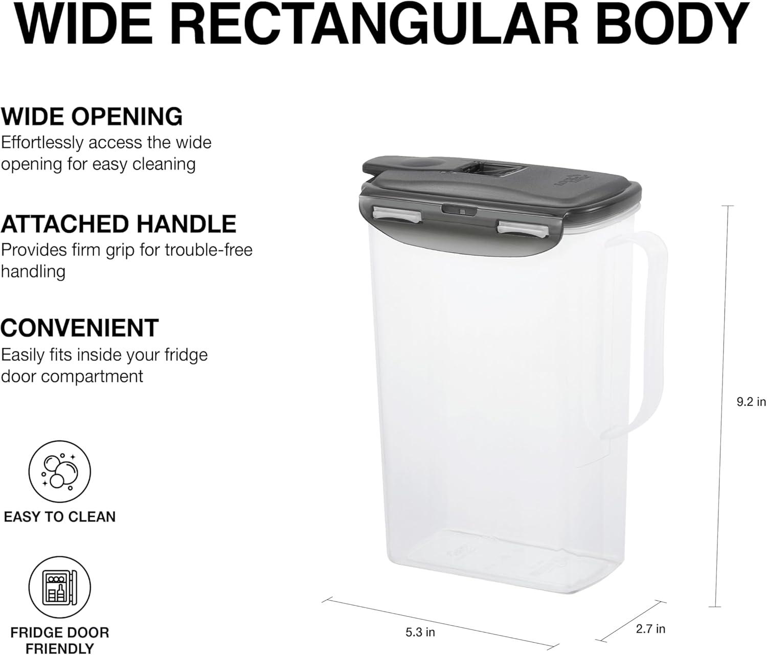 image:imageLocknLock Aqua Fridge Door Water Jug with Handle BPA Free Plastic Pitcher with Flip Top Lid Perfect for Making Teas and Juices 2 Quarts IvoryGray