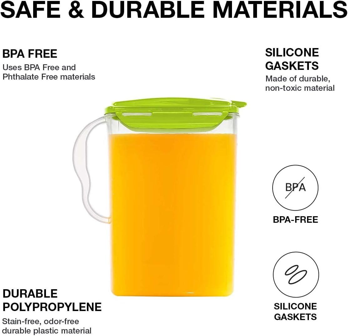 image:imageLocknLock Aqua Fridge Door Water Jug with Handle BPA Free Plastic Pitcher with Flip Top Lid Perfect for Making Teas and Juices 2 Quarts IvoryGreen