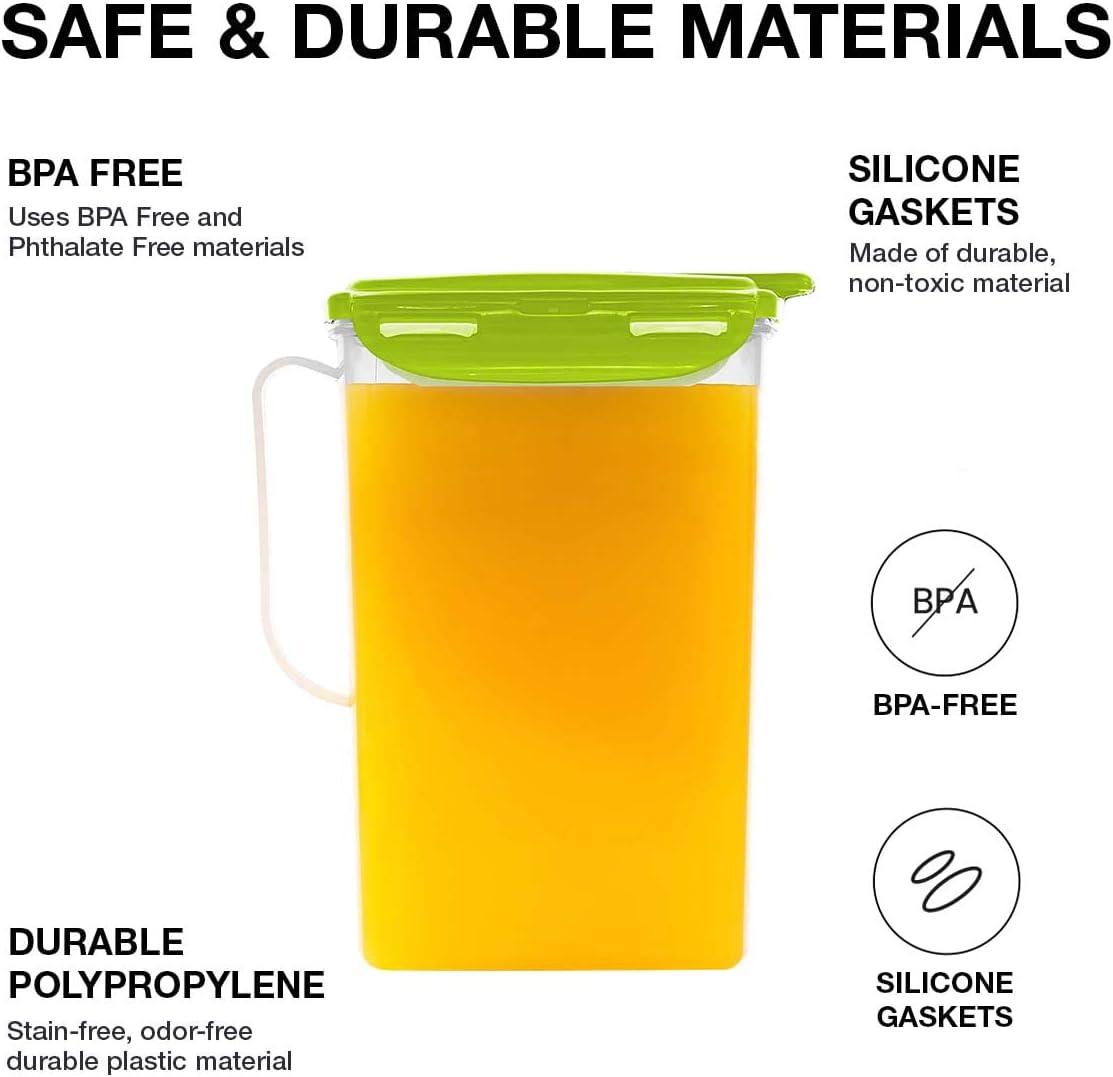 image:imageLocknLock Aqua Fridge Door Water Jug with Handle BPA Free Plastic Pitcher with Flip Top Lid Perfect for Making Teas and Juices 2 Quarts IvoryGreen