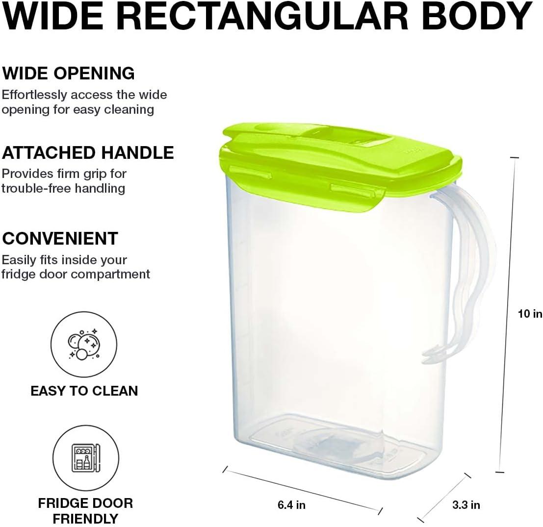 image:imageLocknLock Aqua Fridge Door Water Jug with Handle BPA Free Plastic Pitcher with Flip Top Lid Perfect for Making Teas and Juices 2 Quarts IvoryGreen