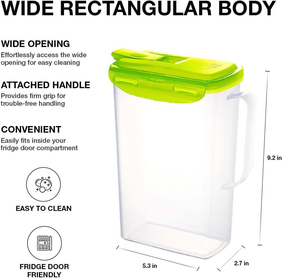 image:imageLocknLock Aqua Fridge Door Water Jug with Handle BPA Free Plastic Pitcher with Flip Top Lid Perfect for Making Teas and Juices 2 Quarts IvoryGreen