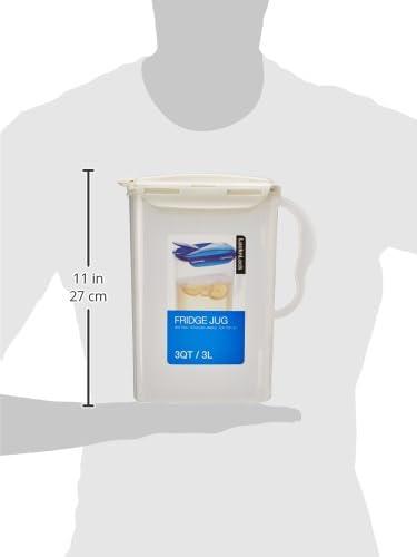image:imageLocknLock Aqua Fridge Door Water Jug with Handle BPA Free Plastic Pitcher with Flip Top Lid Perfect for Making Teas and Juices 2 Quarts IvoryIvory