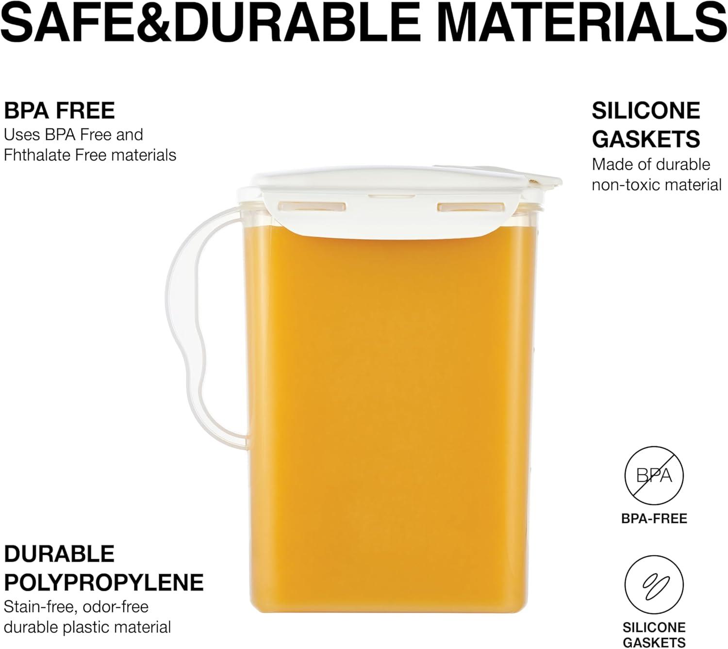 image:imageLocknLock Aqua Fridge Door Water Jug with Handle BPA Free Plastic Pitcher with Flip Top Lid Perfect for Making Teas and Juices 2 Quarts IvoryIvory