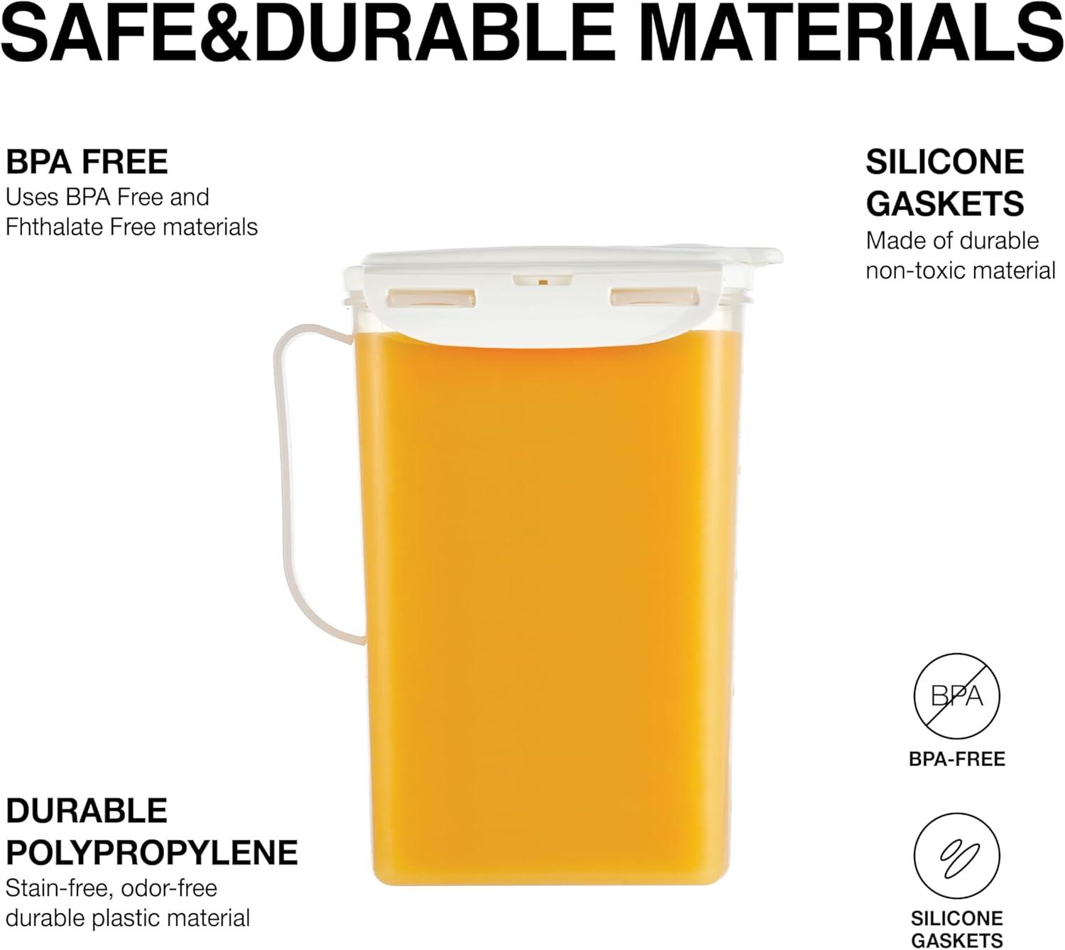 image:imageLocknLock Aqua Fridge Door Water Jug with Handle BPA Free Plastic Pitcher with Flip Top Lid Perfect for Making Teas and Juices 2 Quarts IvoryIvory
