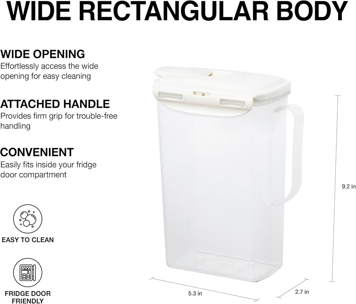 image:imageLocknLock Aqua Fridge Door Water Jug with Handle BPA Free Plastic Pitcher with Flip Top Lid Perfect for Making Teas and Juices 2 Quarts IvoryIvory