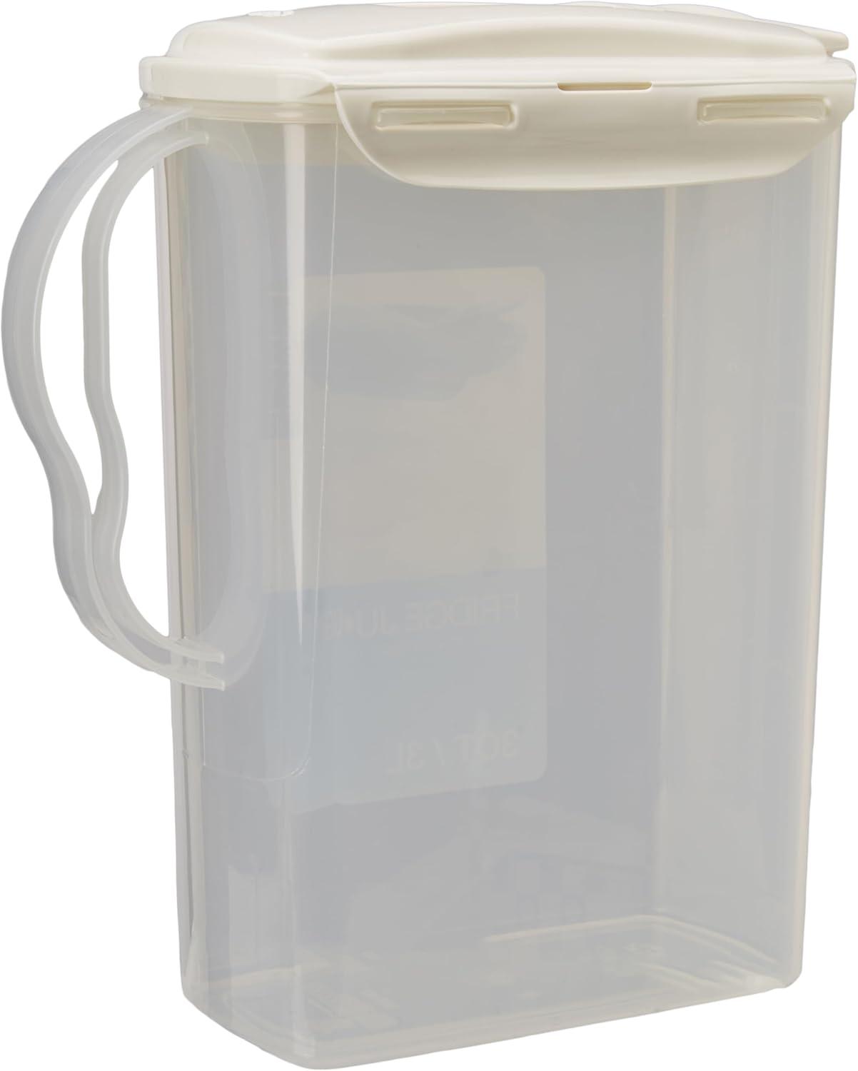 image:imageLocknLock Aqua Fridge Door Water Jug with Handle BPA Free Plastic Pitcher with Flip Top Lid Perfect for Making Teas and Juices 2 Quarts IvoryIvory