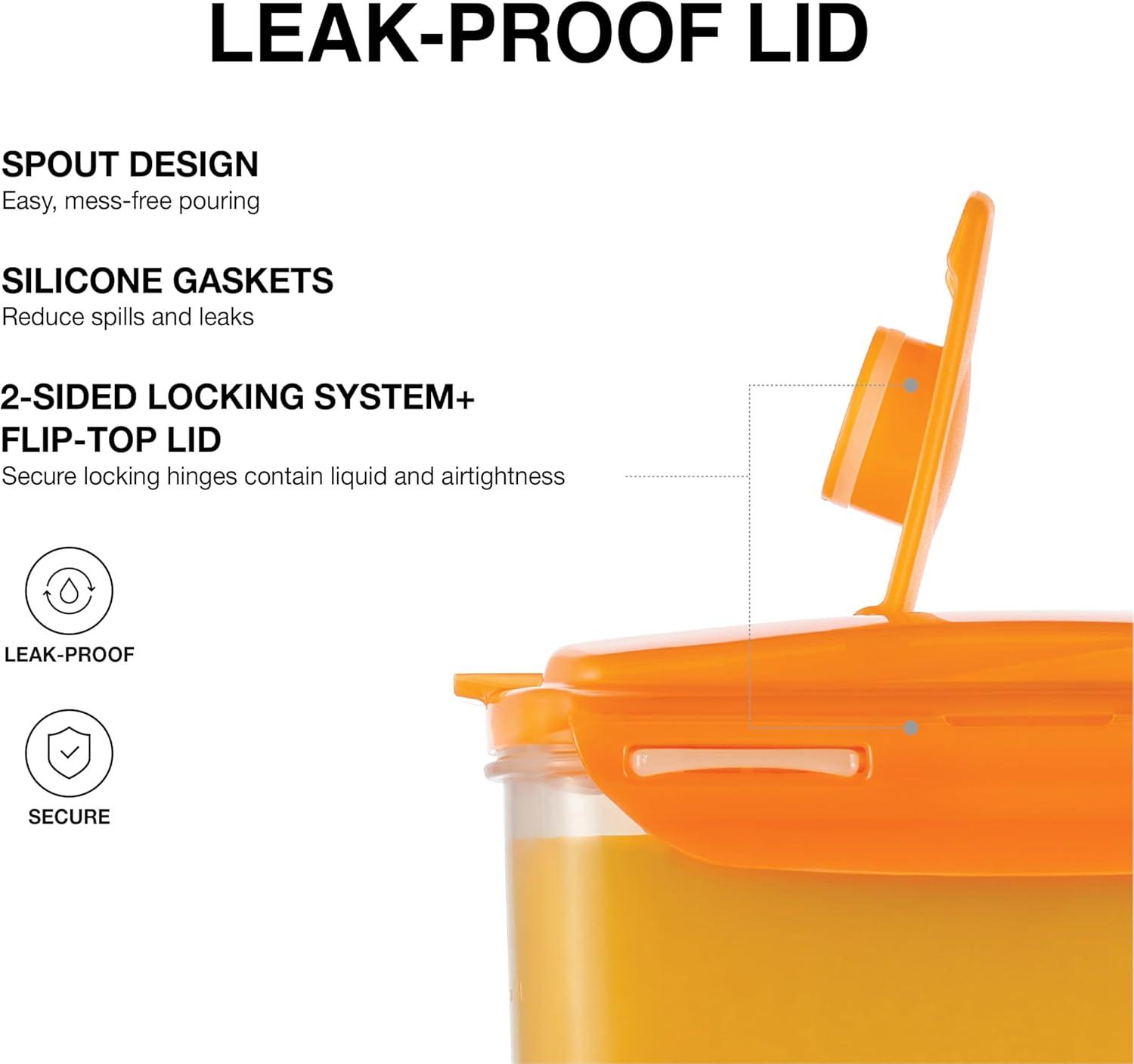 image:imageLocknLock Aqua Fridge Door Water Jug with Handle BPA Free Plastic Pitcher with Flip Top Lid Perfect for Making Teas and Juices 2 Quarts IvoryOrange