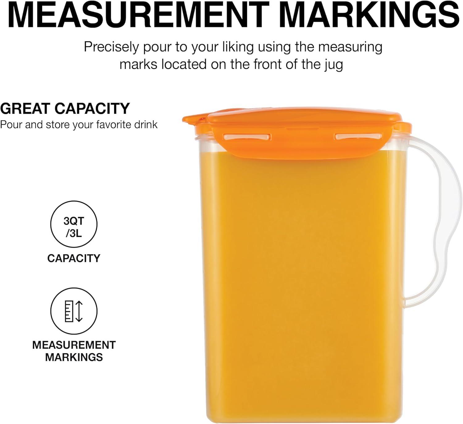 image:imageLocknLock Aqua Fridge Door Water Jug with Handle BPA Free Plastic Pitcher with Flip Top Lid Perfect for Making Teas and Juices 2 Quarts IvoryOrange
