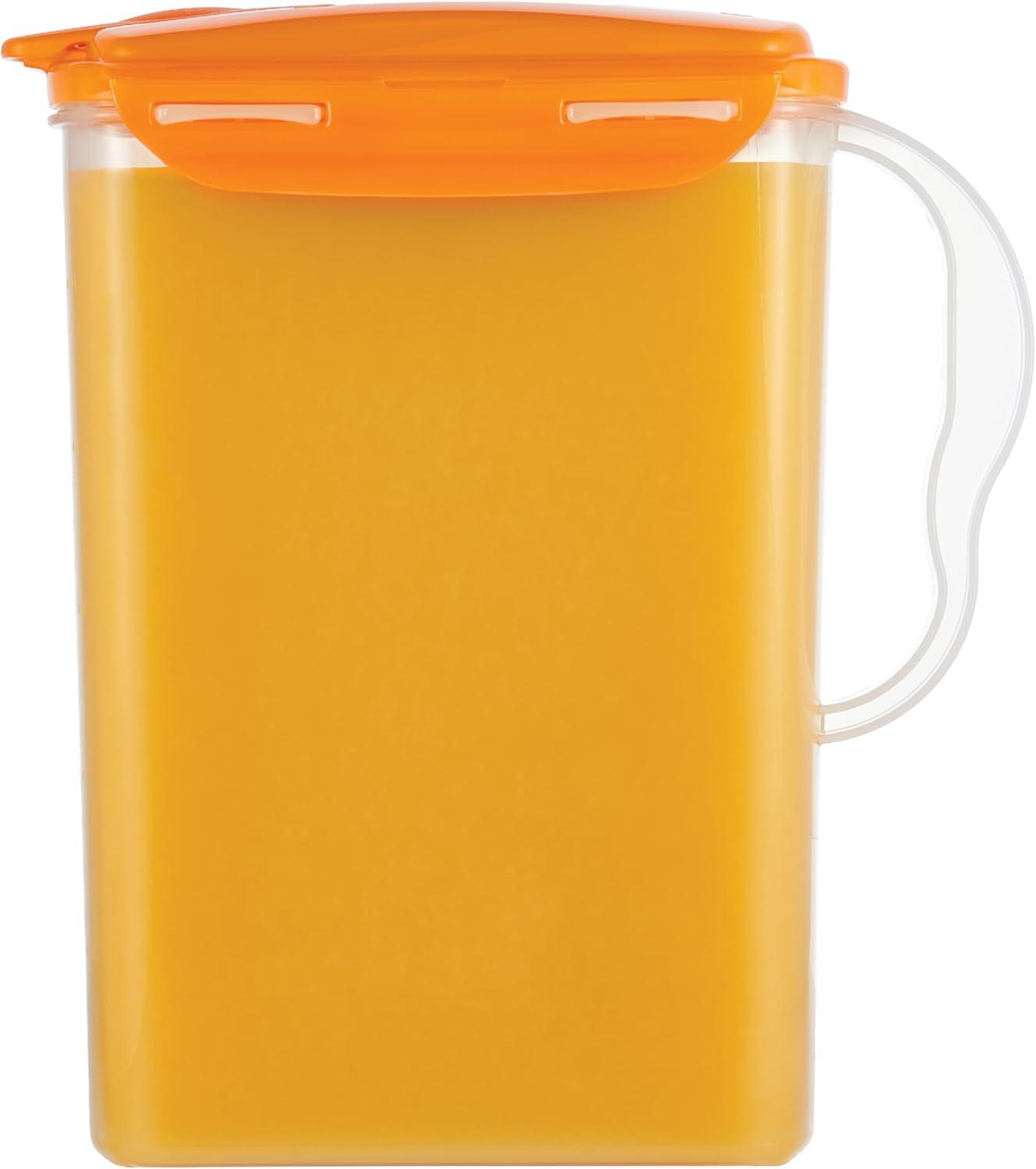 image:imageLocknLock Aqua Fridge Door Water Jug with Handle BPA Free Plastic Pitcher with Flip Top Lid Perfect for Making Teas and Juices 2 Quarts IvoryOrange
