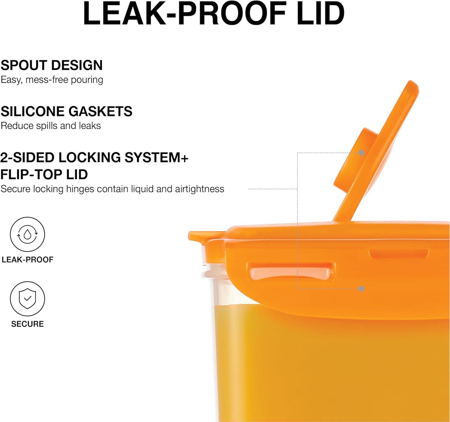 image:imageLocknLock Aqua Fridge Door Water Jug with Handle BPA Free Plastic Pitcher with Flip Top Lid Perfect for Making Teas and Juices 2 Quarts IvoryOrange
