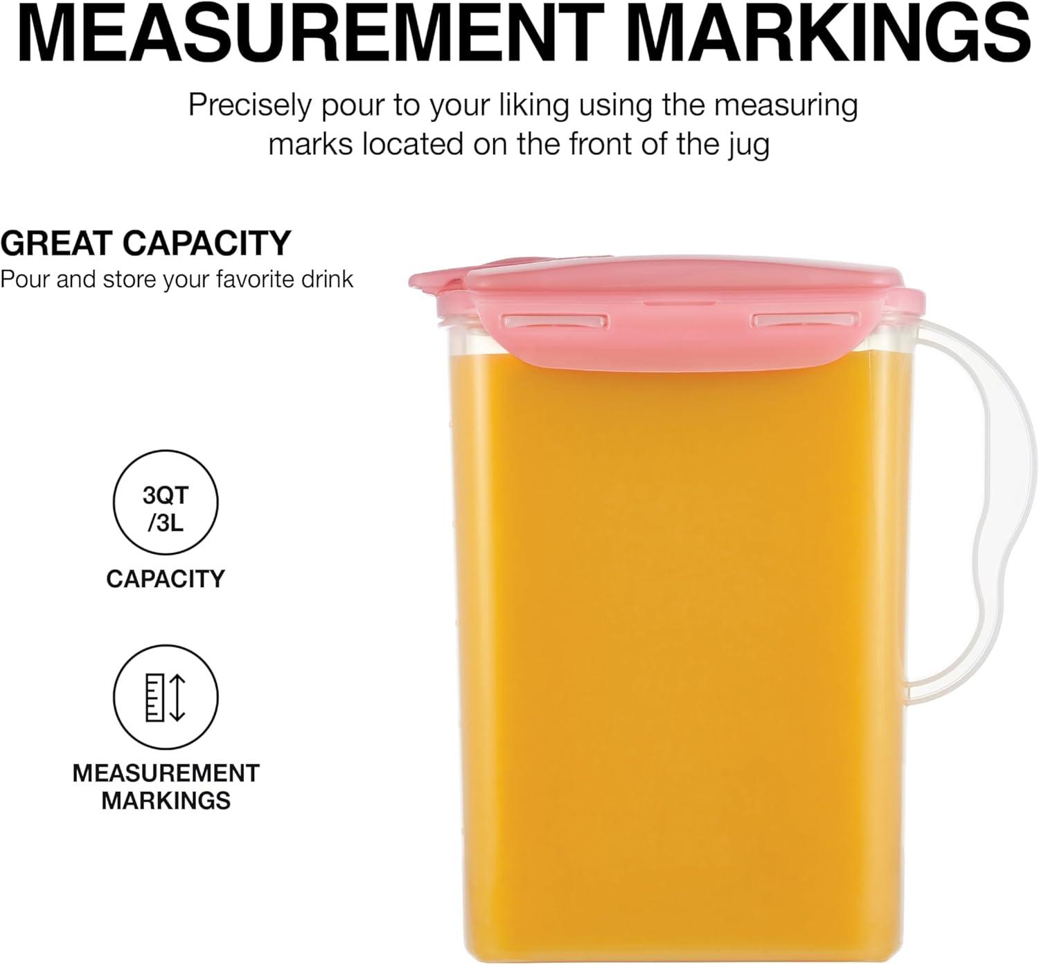 image:imageLocknLock Aqua Fridge Door Water Jug with Handle BPA Free Plastic Pitcher with Flip Top Lid Perfect for Making Teas and Juices 2 Quarts IvoryPink