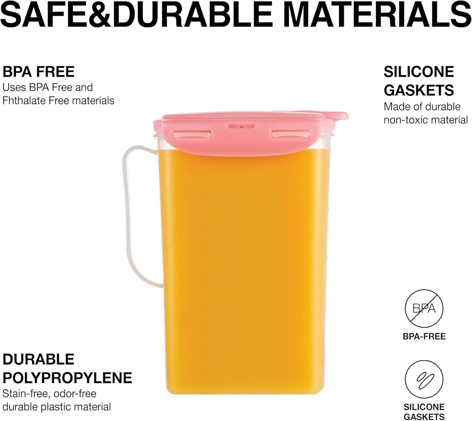image:imageLocknLock Aqua Fridge Door Water Jug with Handle BPA Free Plastic Pitcher with Flip Top Lid Perfect for Making Teas and Juices 2 Quarts IvoryPink
