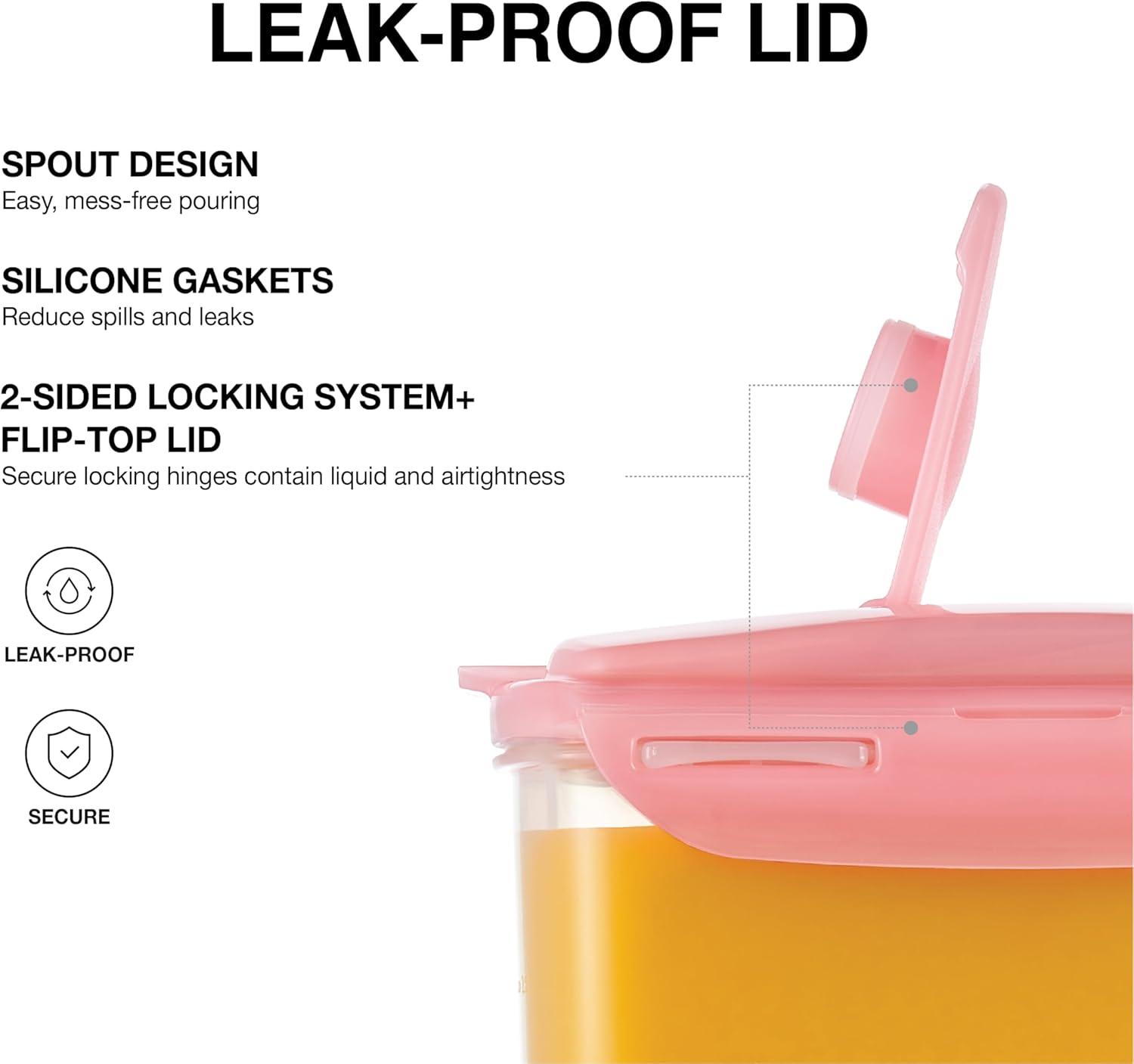 image:imageLocknLock Aqua Fridge Door Water Jug with Handle BPA Free Plastic Pitcher with Flip Top Lid Perfect for Making Teas and Juices 2 Quarts IvoryPink