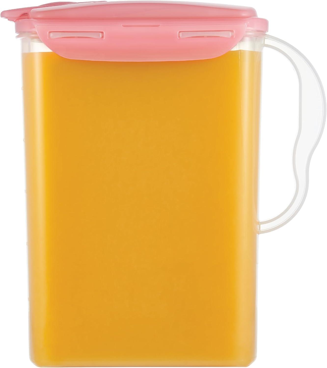 image:imageLocknLock Aqua Fridge Door Water Jug with Handle BPA Free Plastic Pitcher with Flip Top Lid Perfect for Making Teas and Juices 2 Quarts IvoryPink