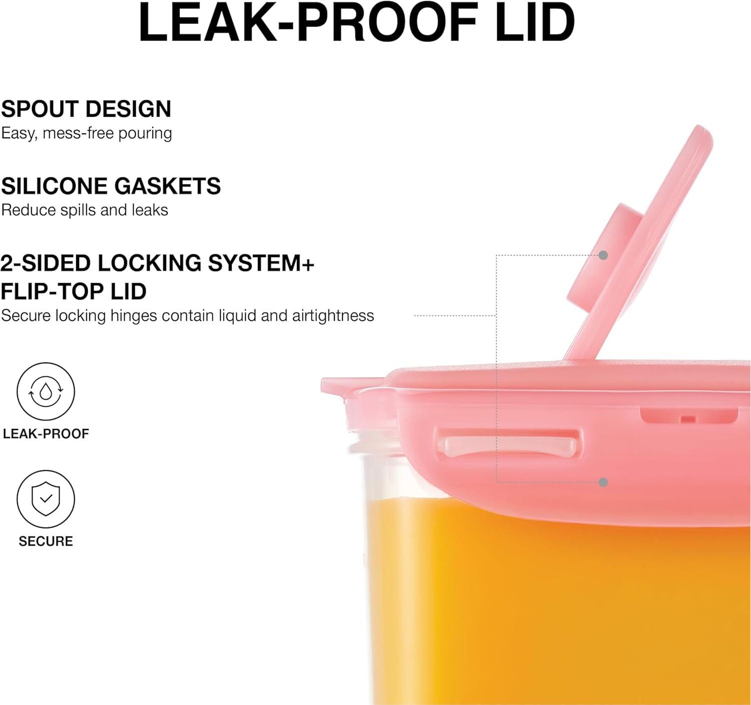 image:imageLocknLock Aqua Fridge Door Water Jug with Handle BPA Free Plastic Pitcher with Flip Top Lid Perfect for Making Teas and Juices 2 Quarts IvoryPink