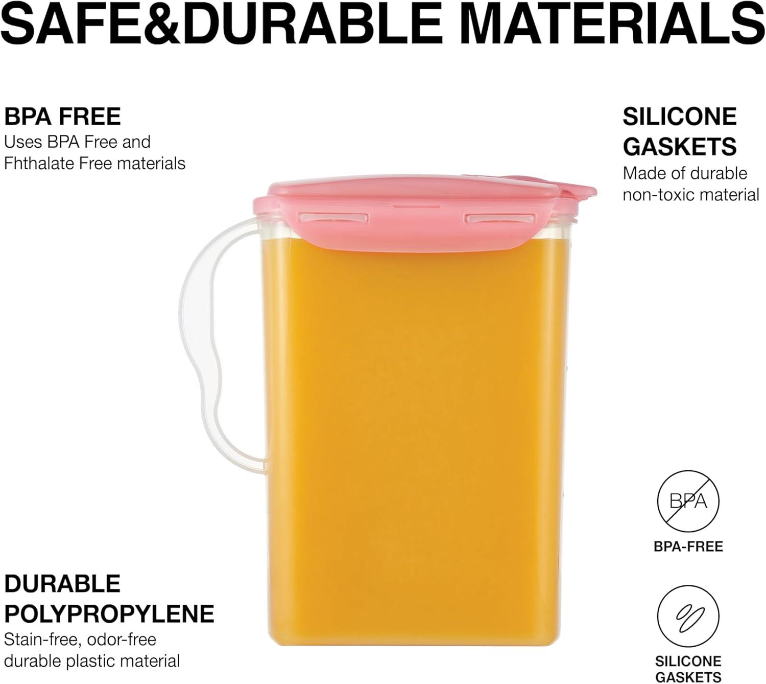 image:imageLocknLock Aqua Fridge Door Water Jug with Handle BPA Free Plastic Pitcher with Flip Top Lid Perfect for Making Teas and Juices 2 Quarts IvoryPink