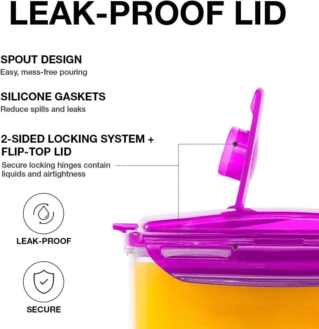 image:imageLocknLock Aqua Fridge Door Water Jug with Handle BPA Free Plastic Pitcher with Flip Top Lid Perfect for Making Teas and Juices 2 Quarts IvoryPurple