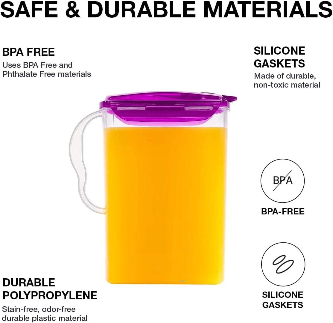 image:imageLocknLock Aqua Fridge Door Water Jug with Handle BPA Free Plastic Pitcher with Flip Top Lid Perfect for Making Teas and Juices 2 Quarts IvoryPurple