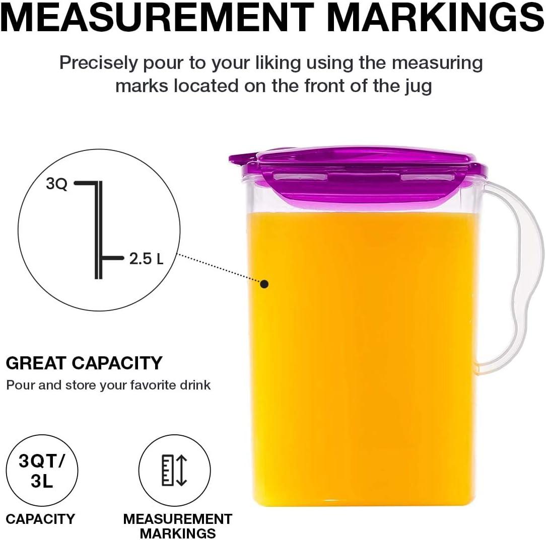 image:imageLocknLock Aqua Fridge Door Water Jug with Handle BPA Free Plastic Pitcher with Flip Top Lid Perfect for Making Teas and Juices 2 Quarts IvoryPurple