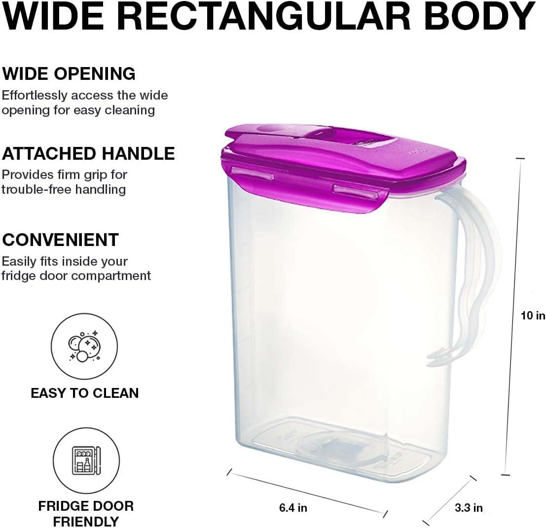 image:imageLocknLock Aqua Fridge Door Water Jug with Handle BPA Free Plastic Pitcher with Flip Top Lid Perfect for Making Teas and Juices 2 Quarts IvoryPurple