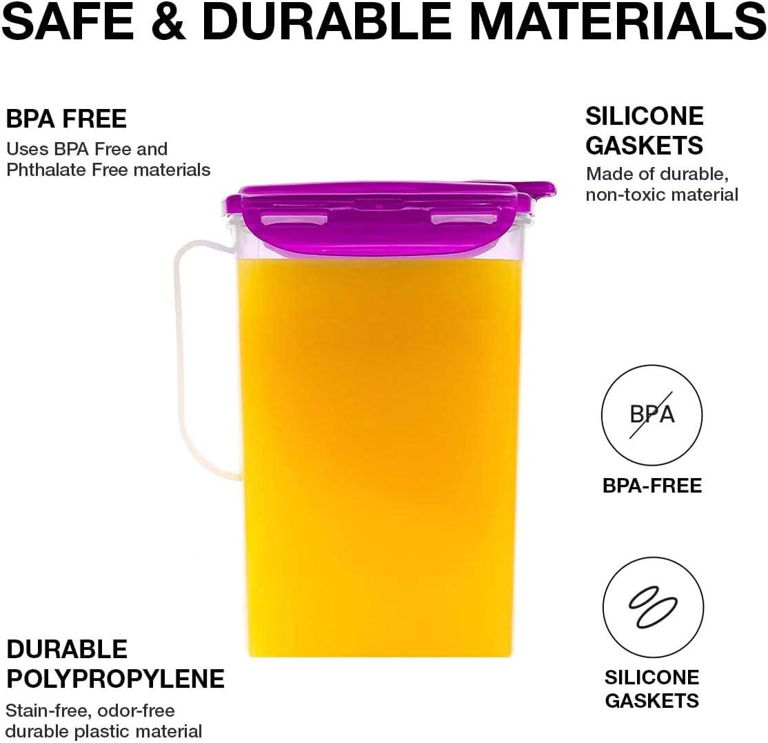 image:imageLocknLock Aqua Fridge Door Water Jug with Handle BPA Free Plastic Pitcher with Flip Top Lid Perfect for Making Teas and Juices 2 Quarts IvoryPurple