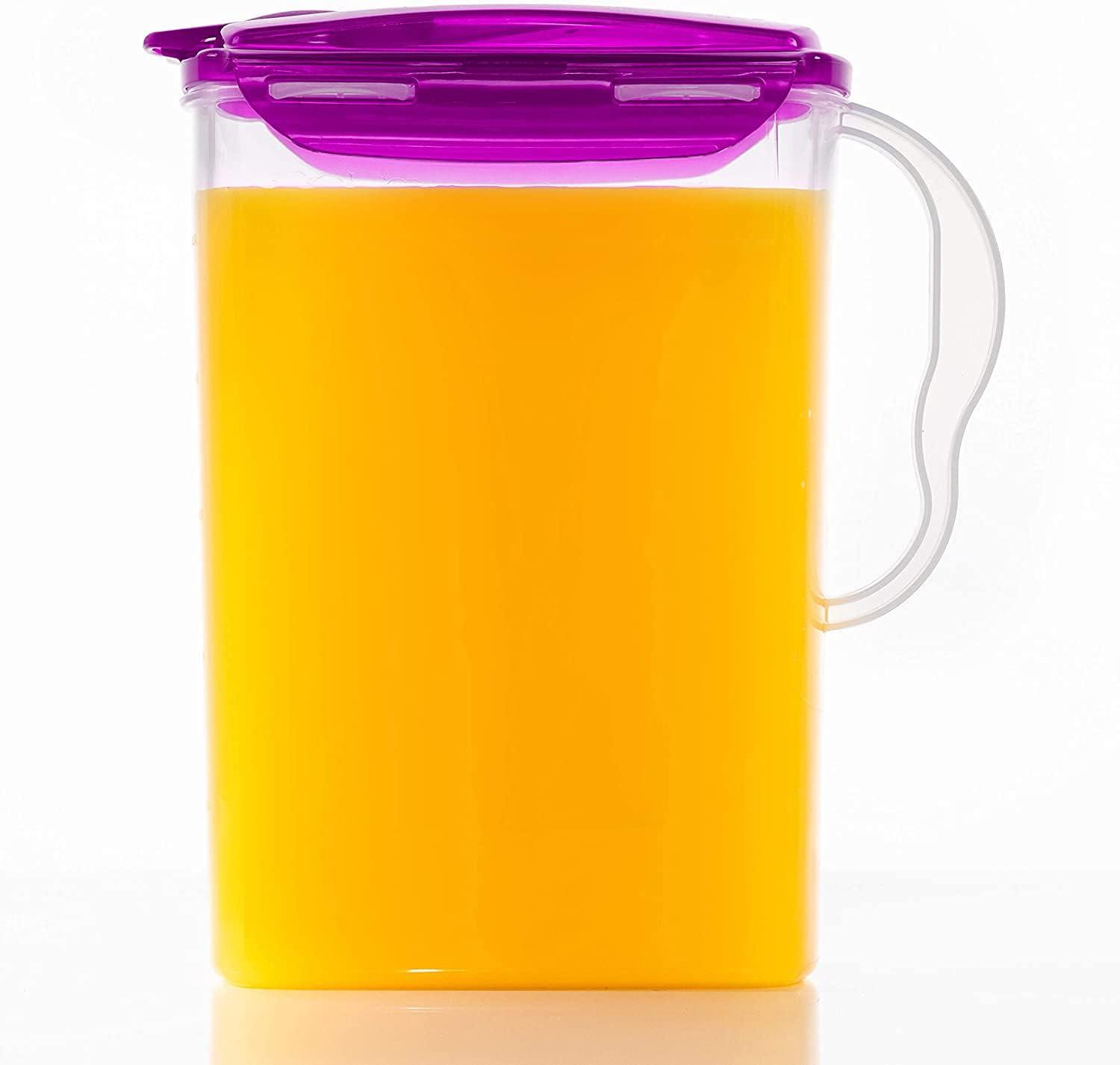 image:imageLocknLock Aqua Fridge Door Water Jug with Handle BPA Free Plastic Pitcher with Flip Top Lid Perfect for Making Teas and Juices 2 Quarts IvoryPurple
