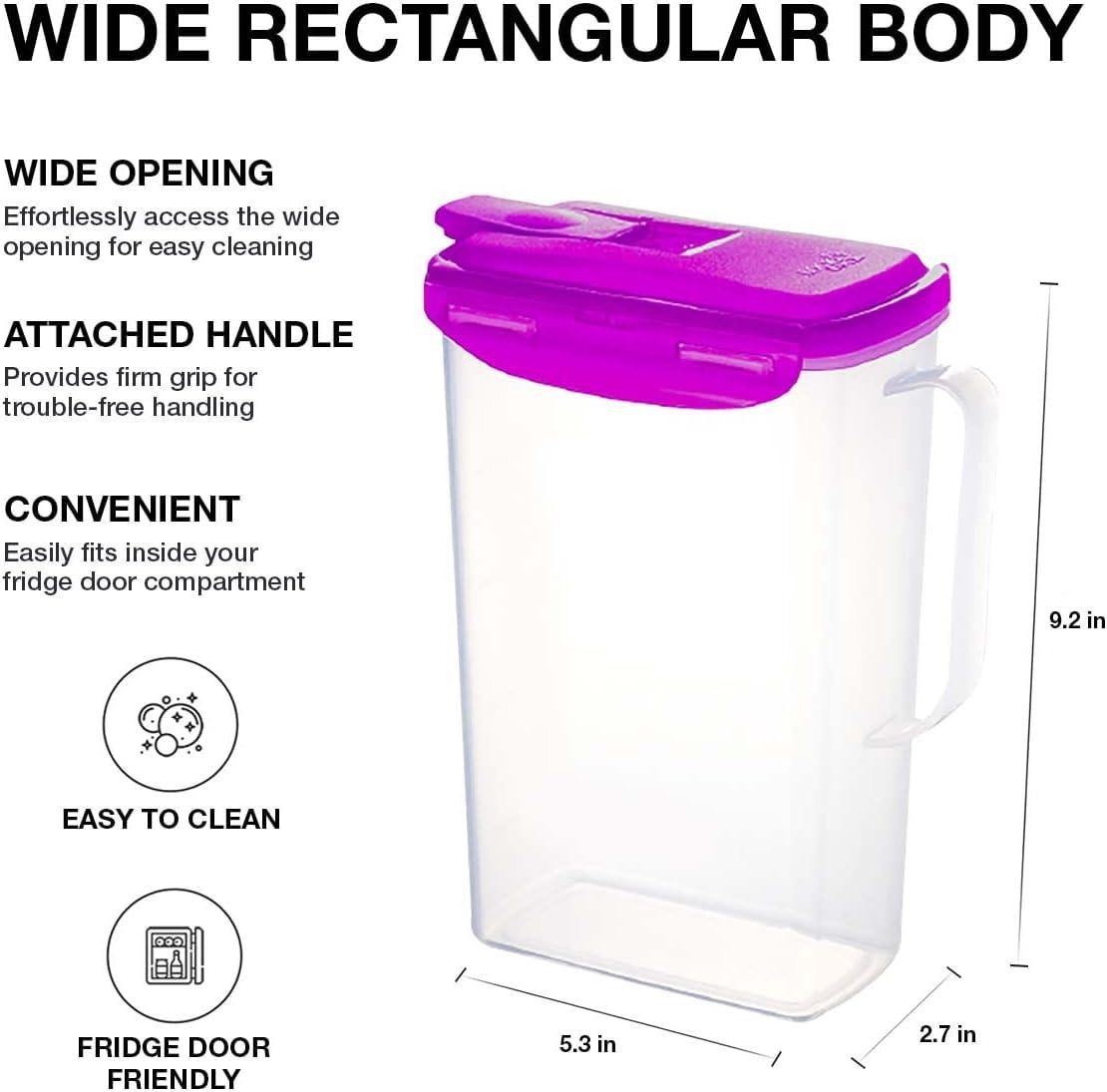 image:imageLocknLock Aqua Fridge Door Water Jug with Handle BPA Free Plastic Pitcher with Flip Top Lid Perfect for Making Teas and Juices 2 Quarts IvoryPurple